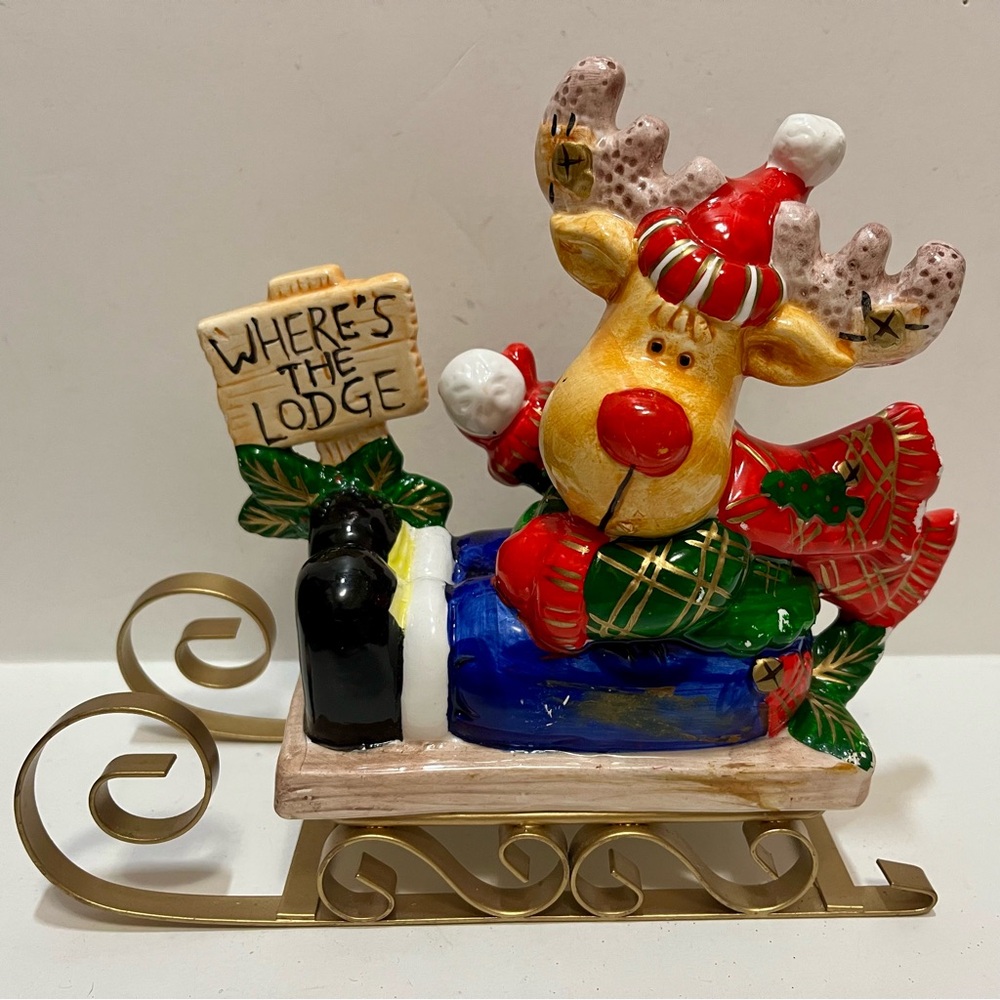 Festive Reindeer Sleigh Holiday Decoration